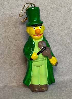 Vintage Sesame Street Bert Playing Violin Ceramic Christmas Ornament